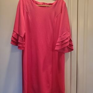 Nina Leonard Pink Long Sleeve Dress
